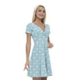 thumbnail image 1 of Women’s A Line Pomeranian Summer Dress, Retro Triangle Arrangement, Cross Wrap V Neck, 6 Sizes, by Ambesonne, 1 of 2
