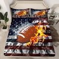 thumbnail image 2 of Erosebridal Teens Rugby Sheet Set Full, Ball Sports Lover Bedding Sets Full Size, Camo US Flag Decor 4 Pieces, 2 of 7