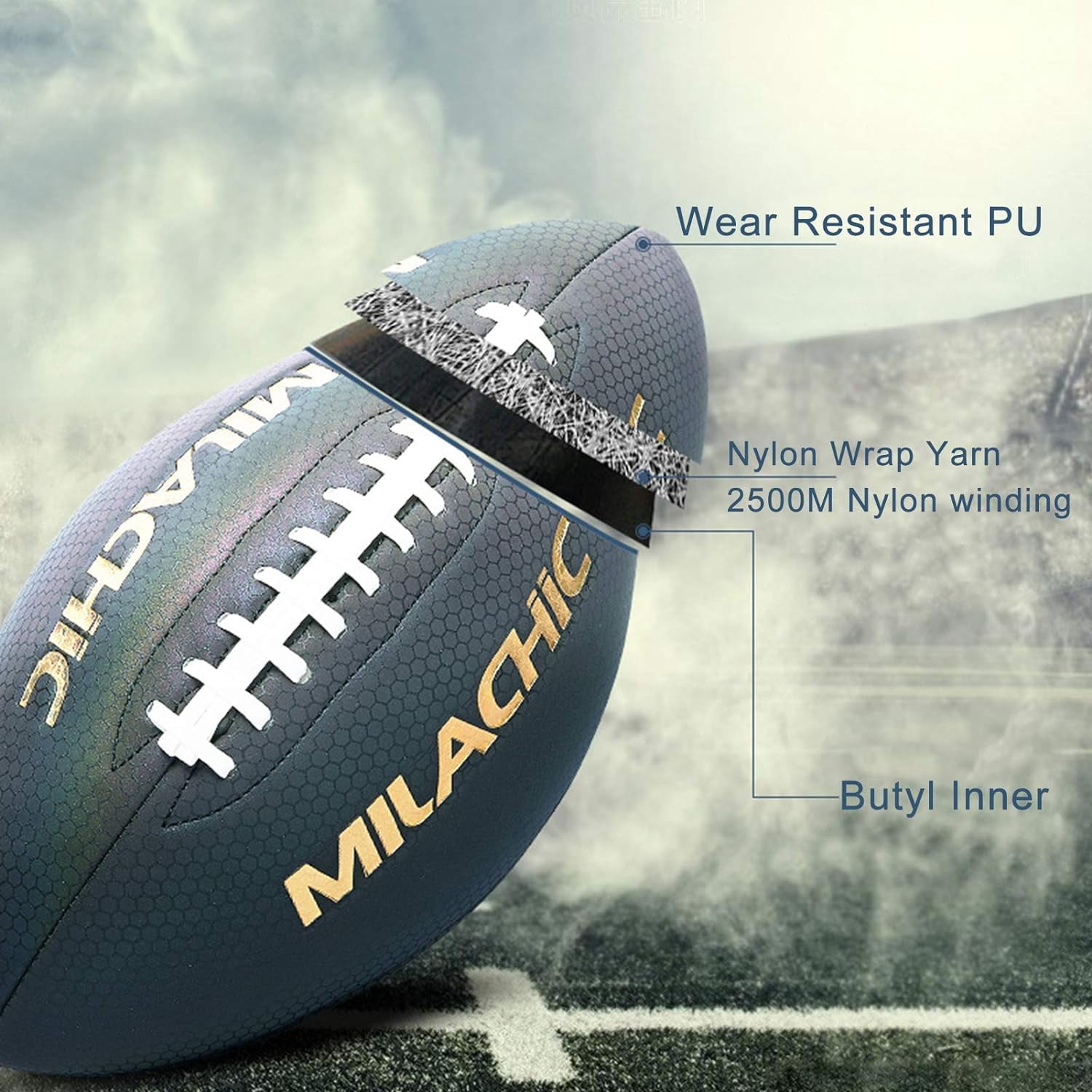 Football, Holographic Reflective Glowing Footballs with Pump for Kids, Teens and Adults - Synthetic Leather Outdoor All-Weather Footballs