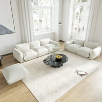 bokifol 3Pcs Sectional Sofa with Ottoman for Living Room,3 Seat Sectional Cloud Couch and Loveseat Sets,Living Room Furniture Set,Beige