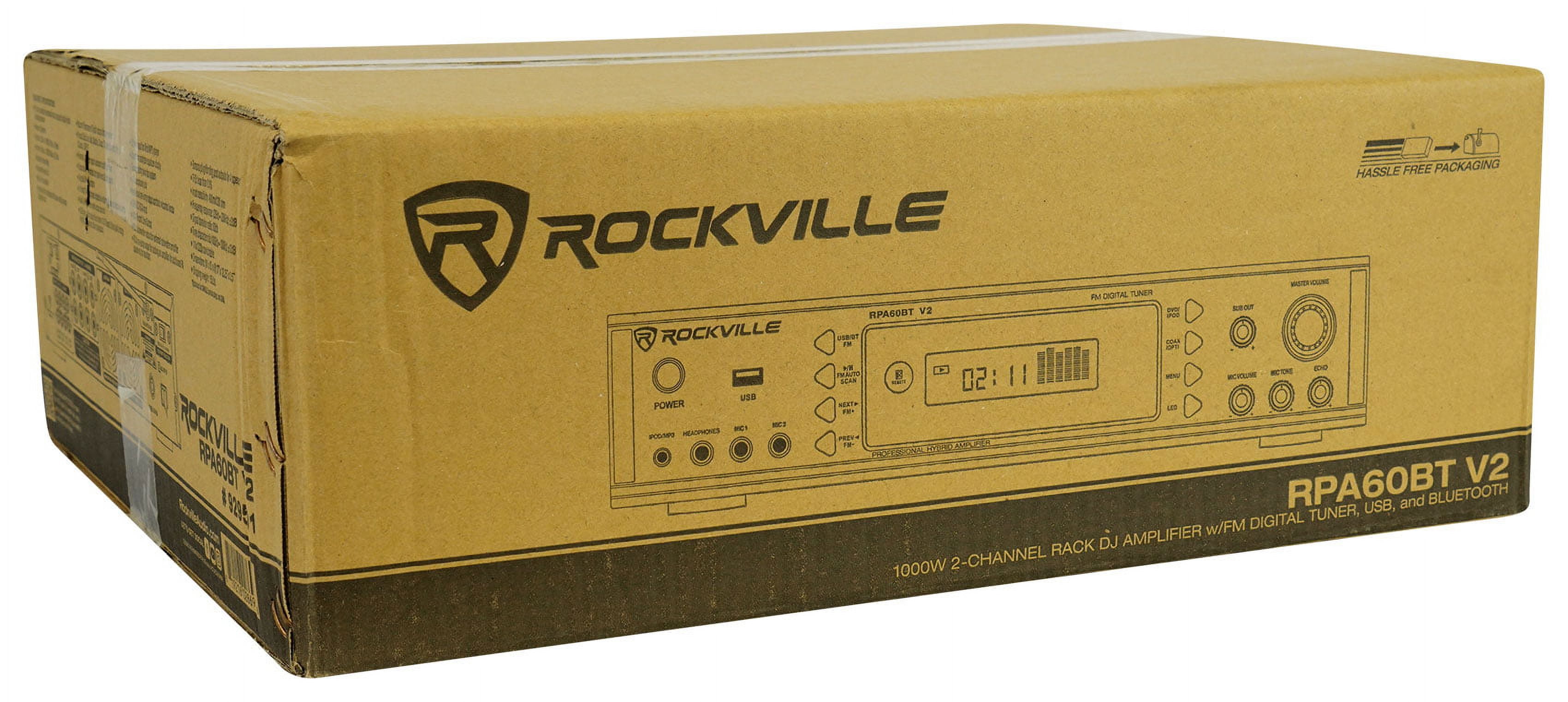Rockville RPA60BT Bluetooth USB Receiver+(2) 6.5" Black Bookshelf Speakers + Rockville R14GSBR100 Red/Blk 14 Gauge 100' Ft. Mini Spool Car Audio Speaker Wire