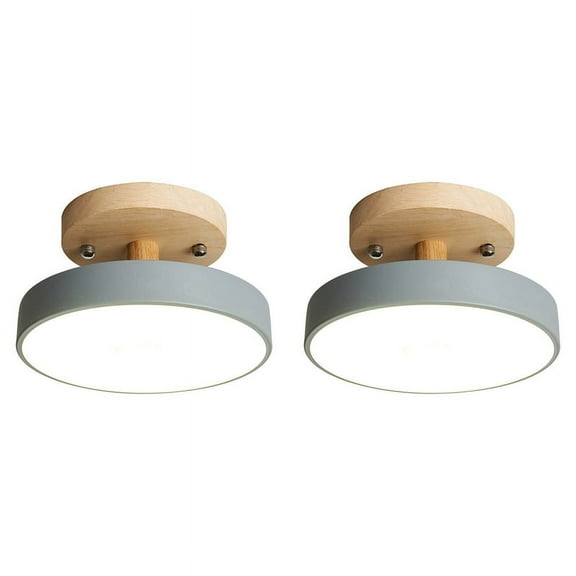 2X Ceiling Lights Modern LED Nordic Wood Lighting Fixture Indoor Luminaire Kitchen Living Bedroom Bathroom -Gray