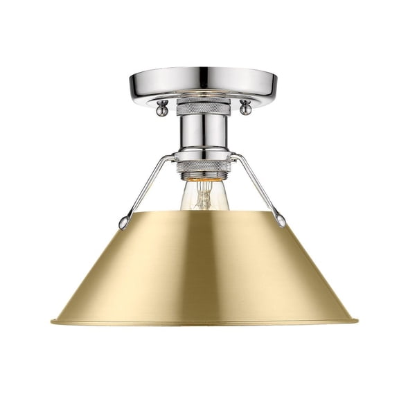 3306-FM CH-BCB-Golden Lighting-Orwell - 1 Light Flush Mount 8 Inches Tall and 10 Inches Wide-Chrome Finish-Brushed Champagne Bronze Shade Color