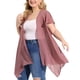 thumbnail image 2 of Women's Plus Size Cardigans Flare Sleeve High Low Elegant Swiss Dots Cardigan Purple 3X, 2 of 7