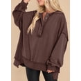 thumbnail image 2 of SHEWIN Womens Sweatshirts Oversized Pullover Tops Casual Long Sleeve Button Henley Neck Sweatshirts for Women Light Patchwork Shirts, 2 of 4