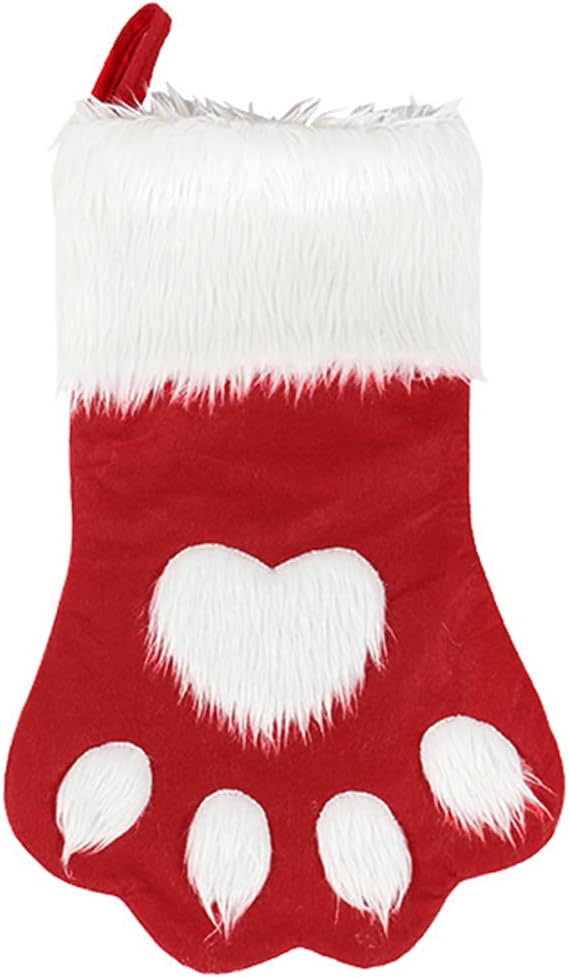 Dog Cat Paw Christmas Stockings, Plush Hanging Socks for Holiday and ...