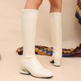 thumbnail image 6 of hopeusnice Square Heel Square Toe Knee High Boot Stretch Fabric On Commute Style Boot Beige 36, 6 of 9