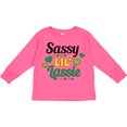 thumbnail image 3 of Inktastic Saint Patrick's Day Sassy Lil' Lassie with Shamrocks Girls Long Sleeve Toddler T-Shirt, 3 of 5