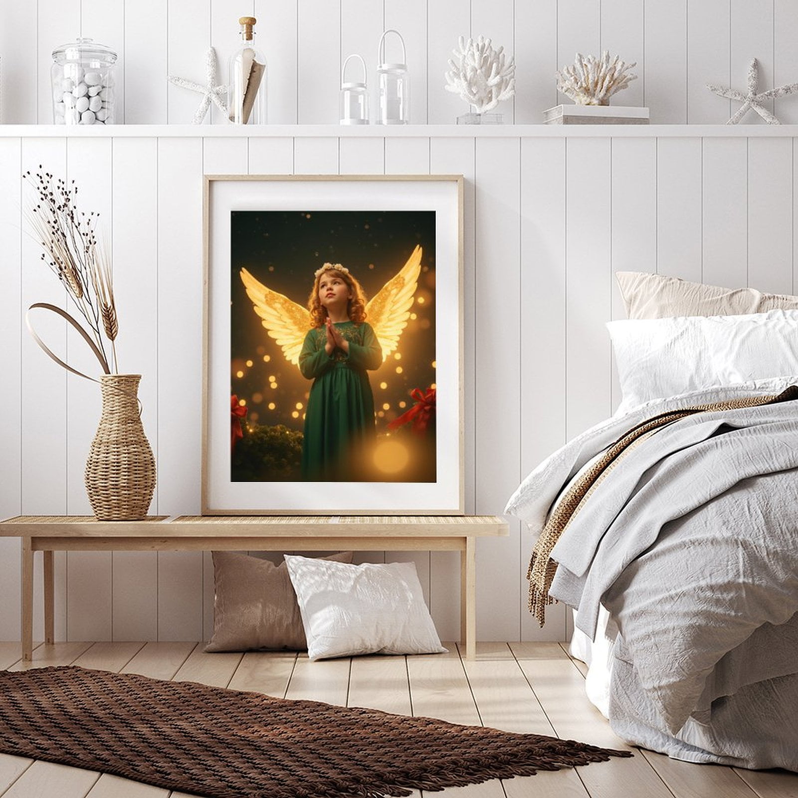 Diamond Art Kit for Adults, Angel Glowing Wings Christmas Diamond Painting for Adults Beginners, 5D DIY Diamond Art Painting Kits, Colorful Diamond Painting Craft for Home Decor 12x16