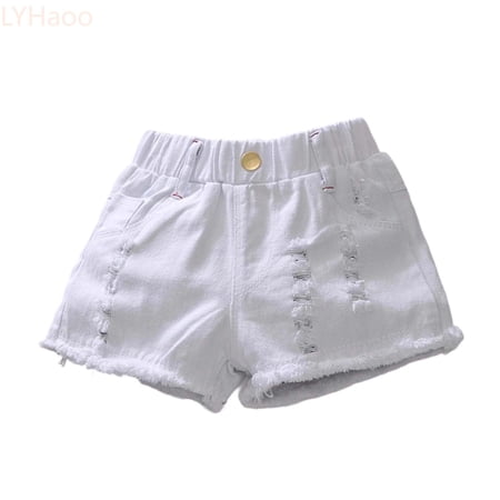 LYHaoo Denim Shorts for Girls Summer Loose Fashion Casual School Cute Denim Shorts Sizes 8-9 Years