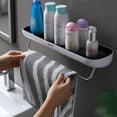 thumbnail image 2 of Billuyoard Estante de ducha para baño, almacenamiento organizador montado en la pared, soporte de drenaje de baño a prueba de herrumbre de plástico, Almacenamiento y organización del hogar Negro Billuyoard HA009174-01B, 2 of 6
