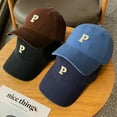thumbnail image 3 of Unisex Embroidery P Letter Print Extended Brim Adjustable Baseball Hat Sunscreen Visor Sun Hat Fashion Accessories, 3 of 7
