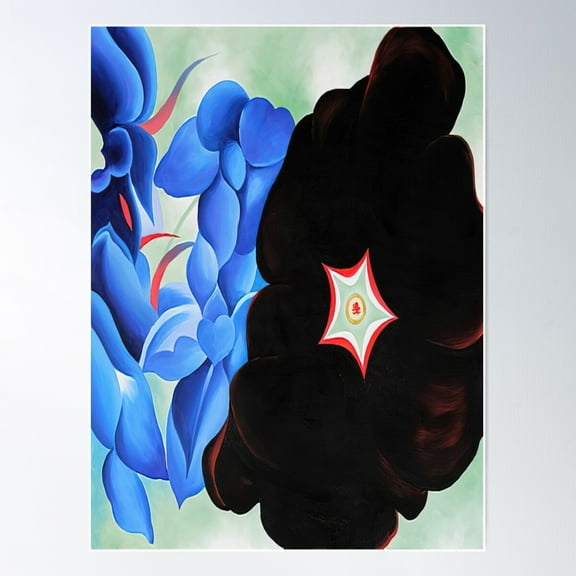 Georgia O'Keeffe - Black Hollyhock - Blue Larkspur Poster Wall Art, Modern Wall Decor For Living Room Bedroom, 8x12 UNFRAMED