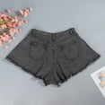 thumbnail image 4 of Aayomet Lounge Shorts For Women Women's Casual Denim Shorts Frayed Raw Hem Ripped Summer Jeans Rolled Up Stretchy Hot Short Pants Gray,XL, 4 of 5