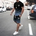 thumbnail image 2 of Ensemble de Survêtement d'Été pour Hommes avec Design à Blocs de Couleur, Col Rond, Taille Ajustée, Coupe Moderne, 2 of 5