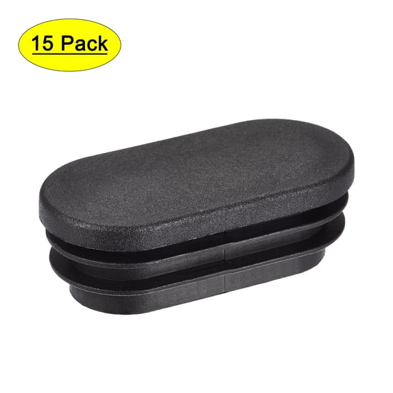 Uxcell 48 x 24mm Plastic Oval Desk Foot Tube Insert for Floor Protector Black 15 Pack