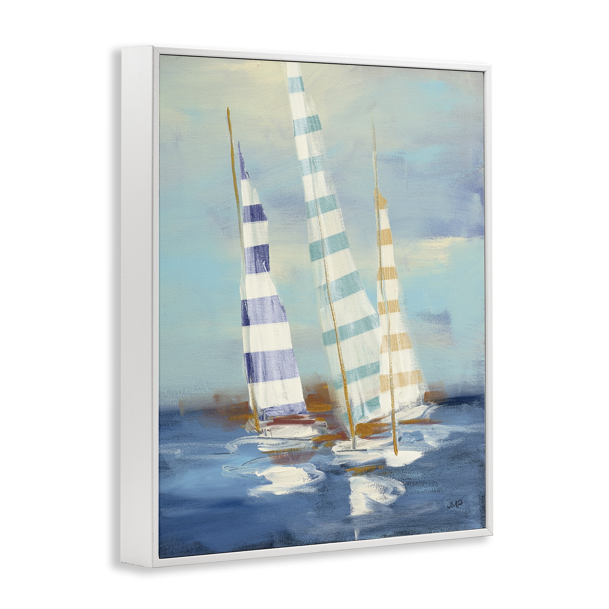 Stupell Industries Summer Regatta Boats Transportation Painting White Framed Art Print Wall Art, 11 x 14