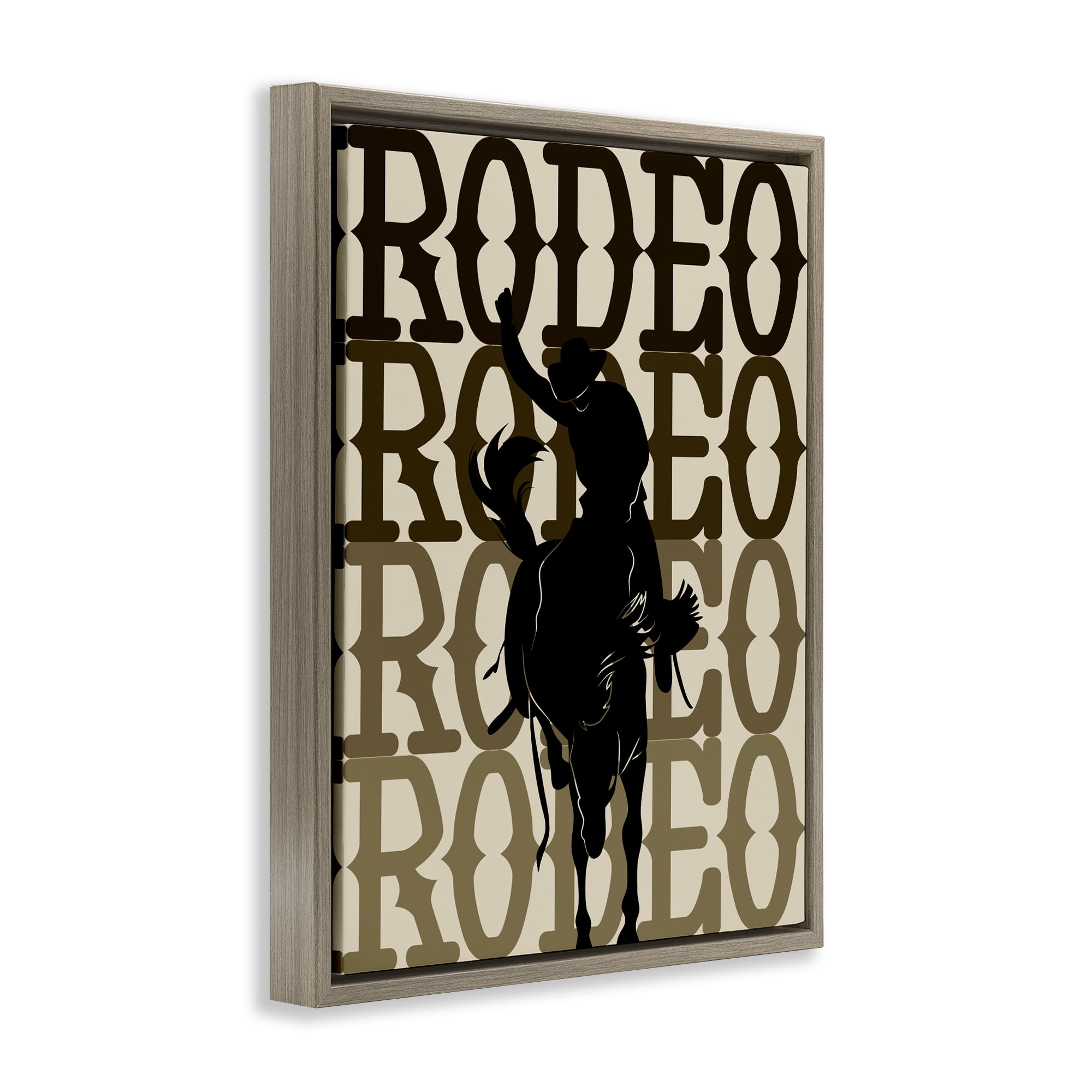 Stupell Industries Rodeo Gradient Cowboy Brown Framed Floater Canvas Wall Art, design by CAD Designs