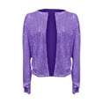 thumbnail image 4 of MAOQHI Fashion Sequin Jackets Women's Casual Party Elegant Sparkle Long Sleeve Cardigan Open Front Glitter Blazer Bomber Coat D-Purple S, 4 of 4