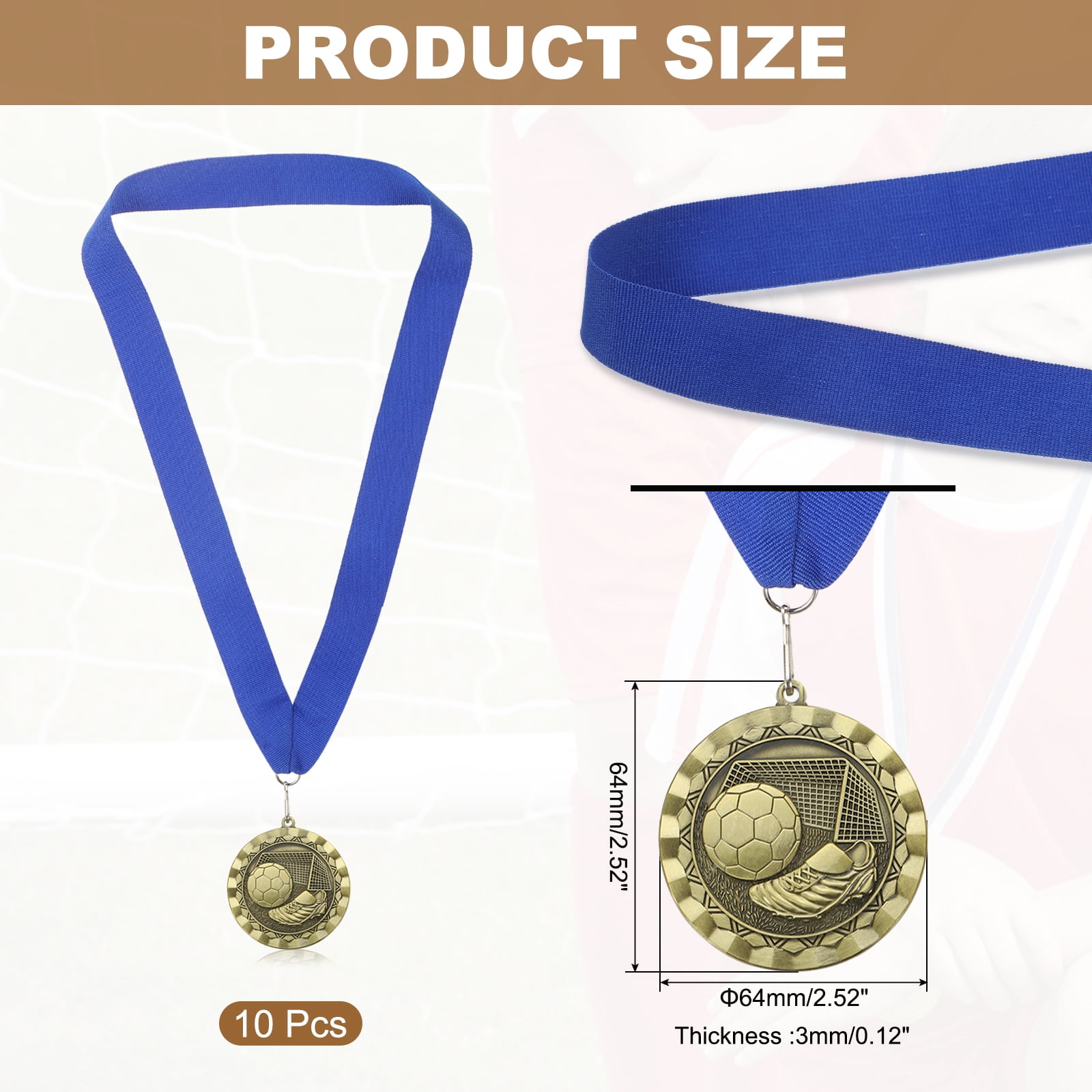 Uxcell Football Events Sneakers Embossing Award Medals with Ribbons, Winner Medals Prizes for Competitions Sports Party Red