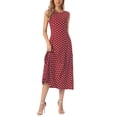 thumbnail image 2 of INSPIRE CHIC Women's Dress Polka Dot Tank Sleeveless A-Line Sundress Dark Red M, 2 of 6