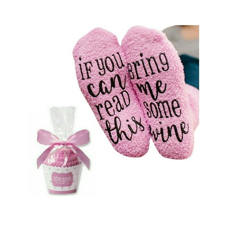 Cozy Christmas Gifts Women's Casual Novelty Cozy Funny Cake Package Christmas Gift Fuzzy Socks ()