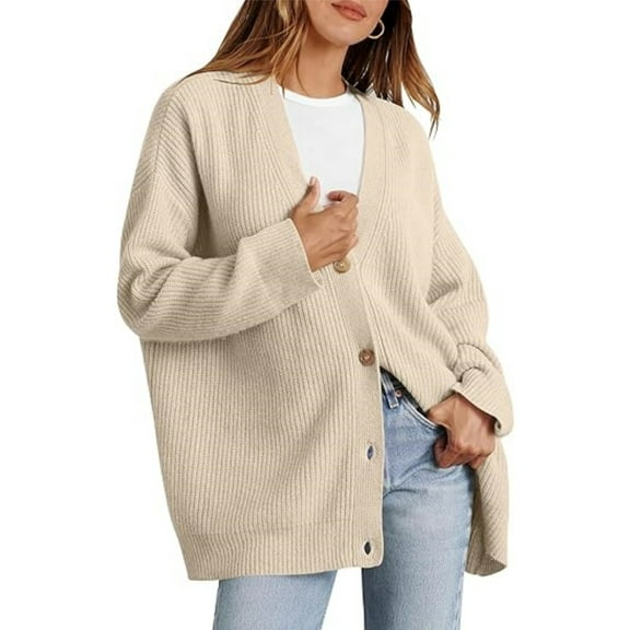 Womens Oversized Cardigan Sweater Loose V Neck Slouchy Style Fall Outfits Button Front Trendy Coat