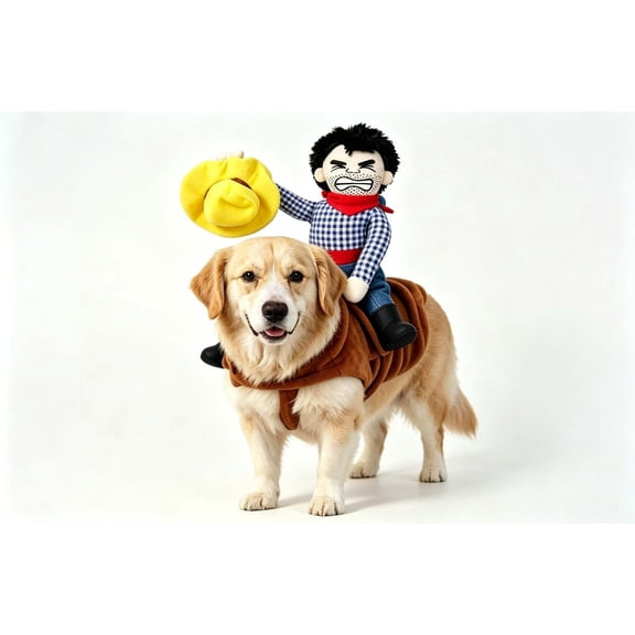Eliaeconx Cowboy Riding Dog Costume, Horse-Riding Dog Outfit for Halloween Parties, Funny Pet Outfit for Dog