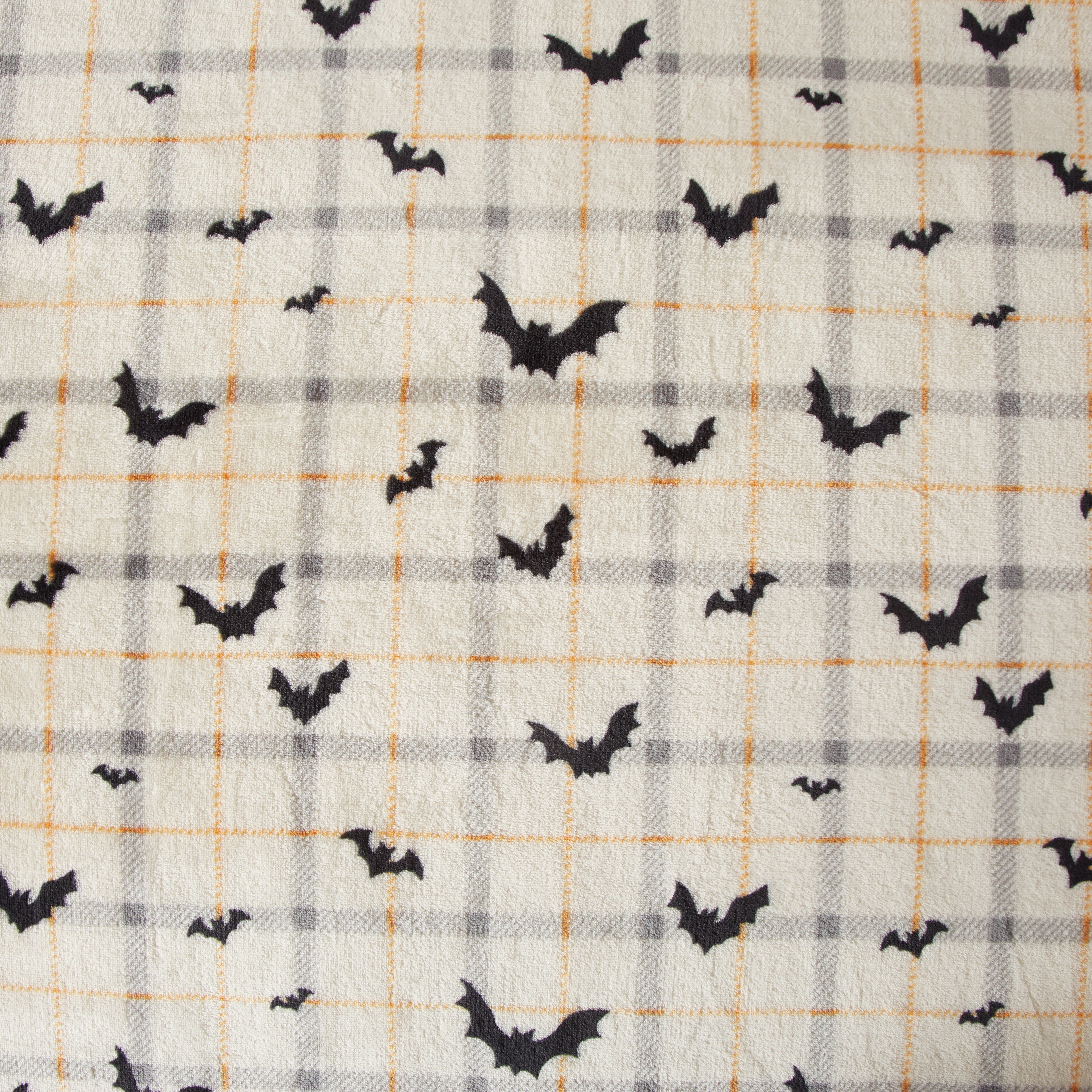 Way To Celebrate 50"x60" Off-White Plaid Bat Plush Throw