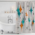 thumbnail image 4 of Teal Orange Boho Waterproof Fabric Shower Curtain,Middle Century Geometric Abstract Waterproof Fabric Shower Curtain for Bathroom Curtains Bathtubs Hotel Shower Curtains with 12 Hooks Small 36x78in, 4 of 8