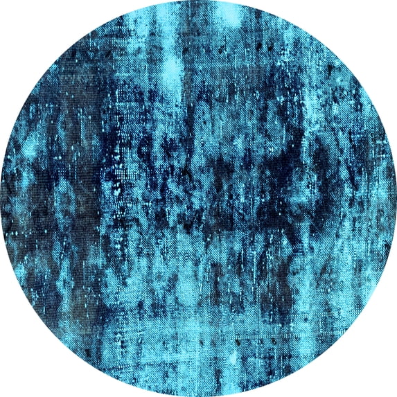 Ahgly Company Indoor Round Abstract Light Blue Modern Area Rugs, 4' Round