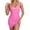 Pink, variant on CAIXIA Women's Scoop Neck Latex Leather Mini Dress Metallic Shiny Bodycon Slim Fitted Club Dress,Red