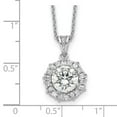 thumbnail image 2 of Auriga Fine Jewelry 925 Sterling Silver Rhodium-plated Brilliant-cut and Emerald-cut CZ Halo Necklace for Women 18", 2 of 6