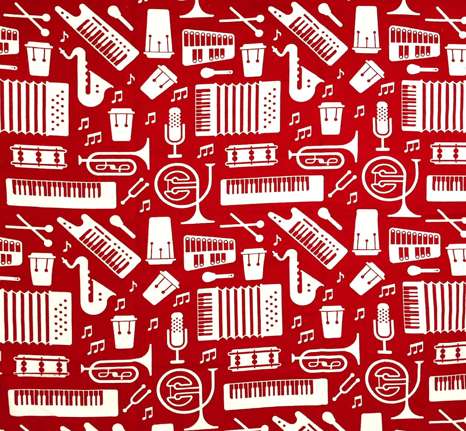 1 Yard -  Musical Instruments Music on Red Flannel Cotton Fabric (Great for Quilting, Sewing, Craft Projects, Throw Pillows & More) 1 Yard X 44" Wide