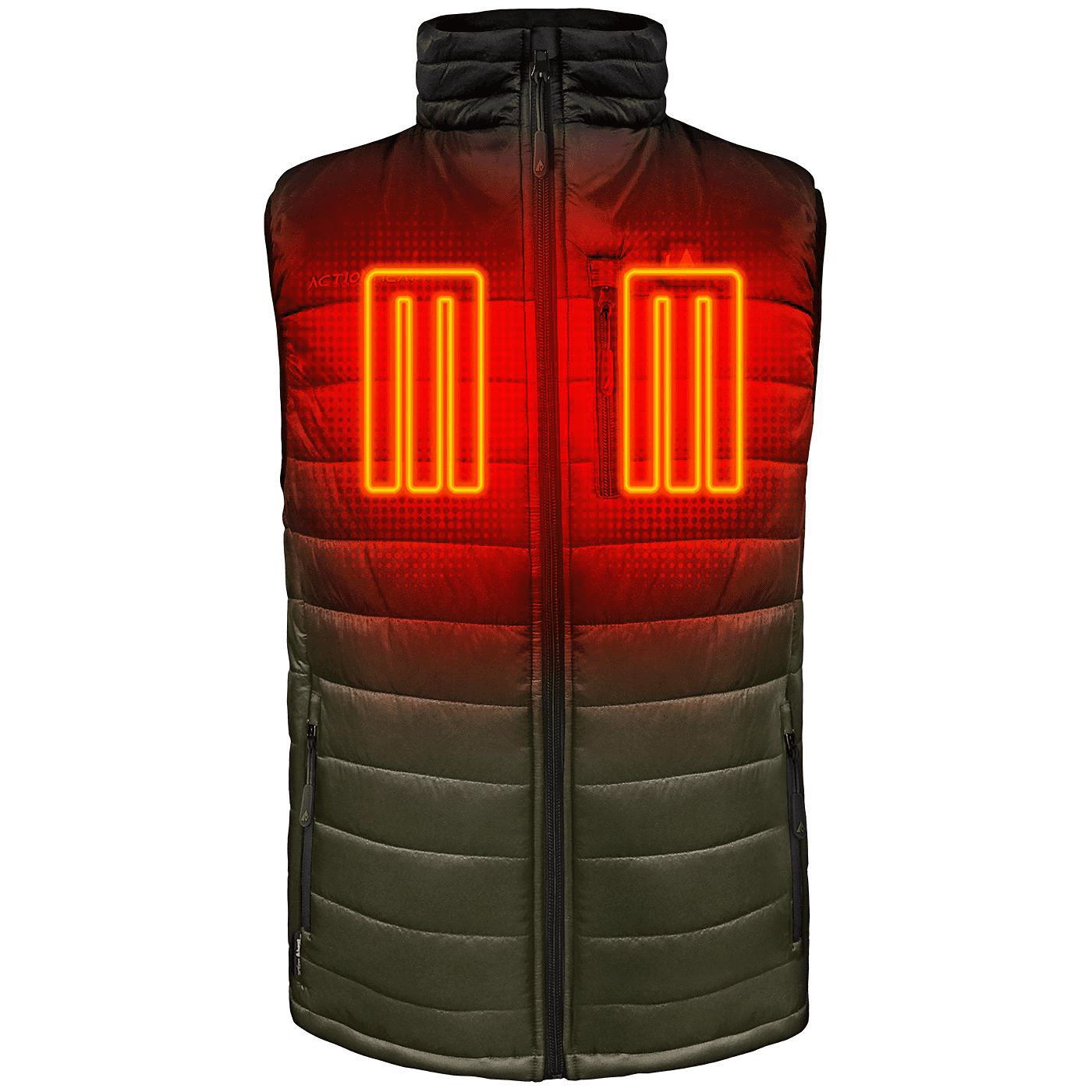 Pre-Owned ActionHeat AH-PVCB-5V-M-BG 5V Pocono Color Block Heated Vest for Men - Black/Olive Green - XL