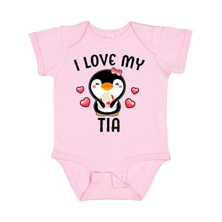 

Inktastic I Love My Tia with Cute Penguin and Hearts Girls Baby Bodysuit