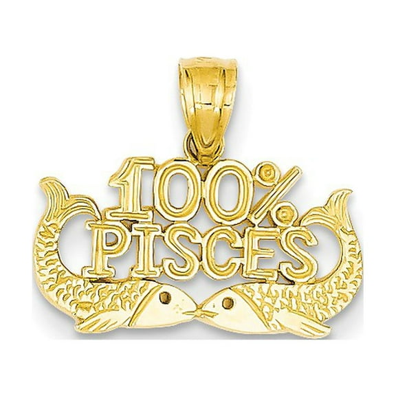 14k Yellow Gold 100% PISCES Zodiac Charm Pendant