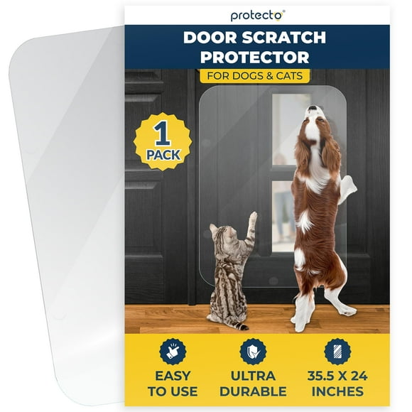 PROTECTO Heavy Duty Door Protector - 35.5 x 24, Clear Plastic, For Dogs & Cats