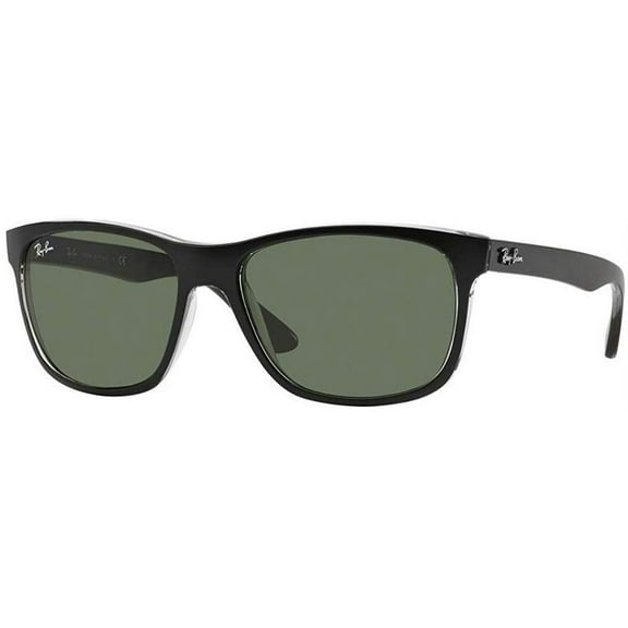 Ray-Ban RB4181 6130 57M Top Matte Black On Transparent Grey/Green Sunglasses For Men For Women