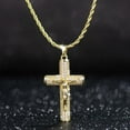 thumbnail image 4 of VOLALO 14k Gold-Plated Cuban, Figaro, Miami, Rope Chain with Jesus Christ Crucifix,24 inches Long and 6mm wide,High Quality, 4 of 10