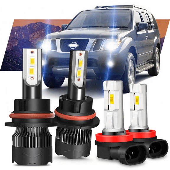 For Nissan Pathfinder 2005-2012 LED Headlight Hi/Lo Beam Fog Light Bulbs