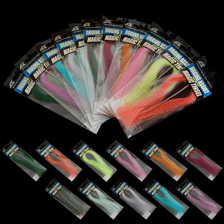 Glow Material UV Holographic Tinsel Twisted Fly Tying Crystal Jigs Hook  Assist