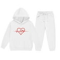 thumbnail image 5 of LEKWK Girls 2-Piece Outfit Set Heart Outline Graphic Pullover Hoodie Elastic Waist Joggers Sweatsuit Little Kid Casual Warm Winter Activewear Playwear, 5 of 5