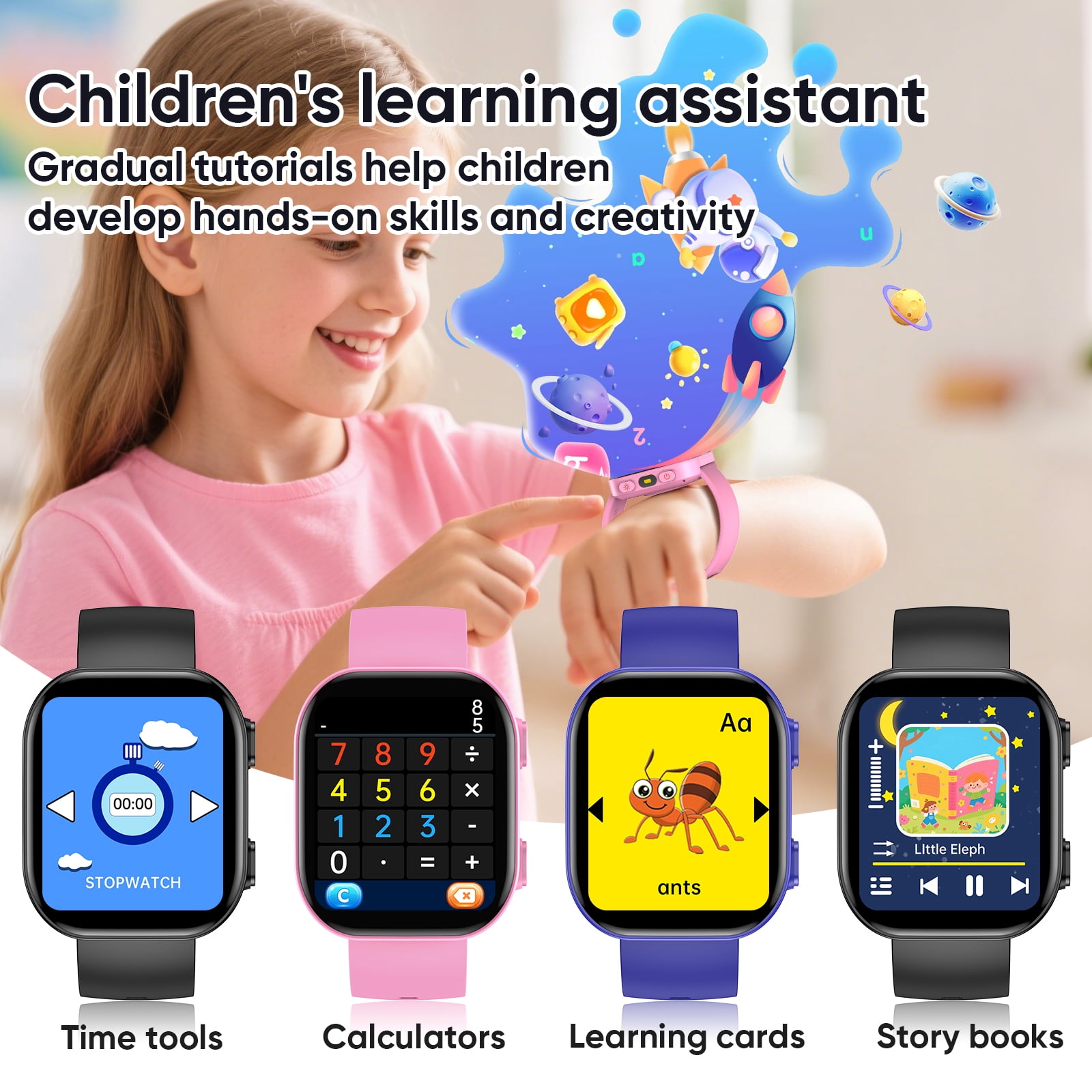 Mingdaln Kids Smart Watch Gift for Age 5-12, 13 Games HD Touch Screen Watches with Music Player Pedometer Flashlight 12/24 hr Educational Toys Birthday Gifts for Ages 7 8 9 10