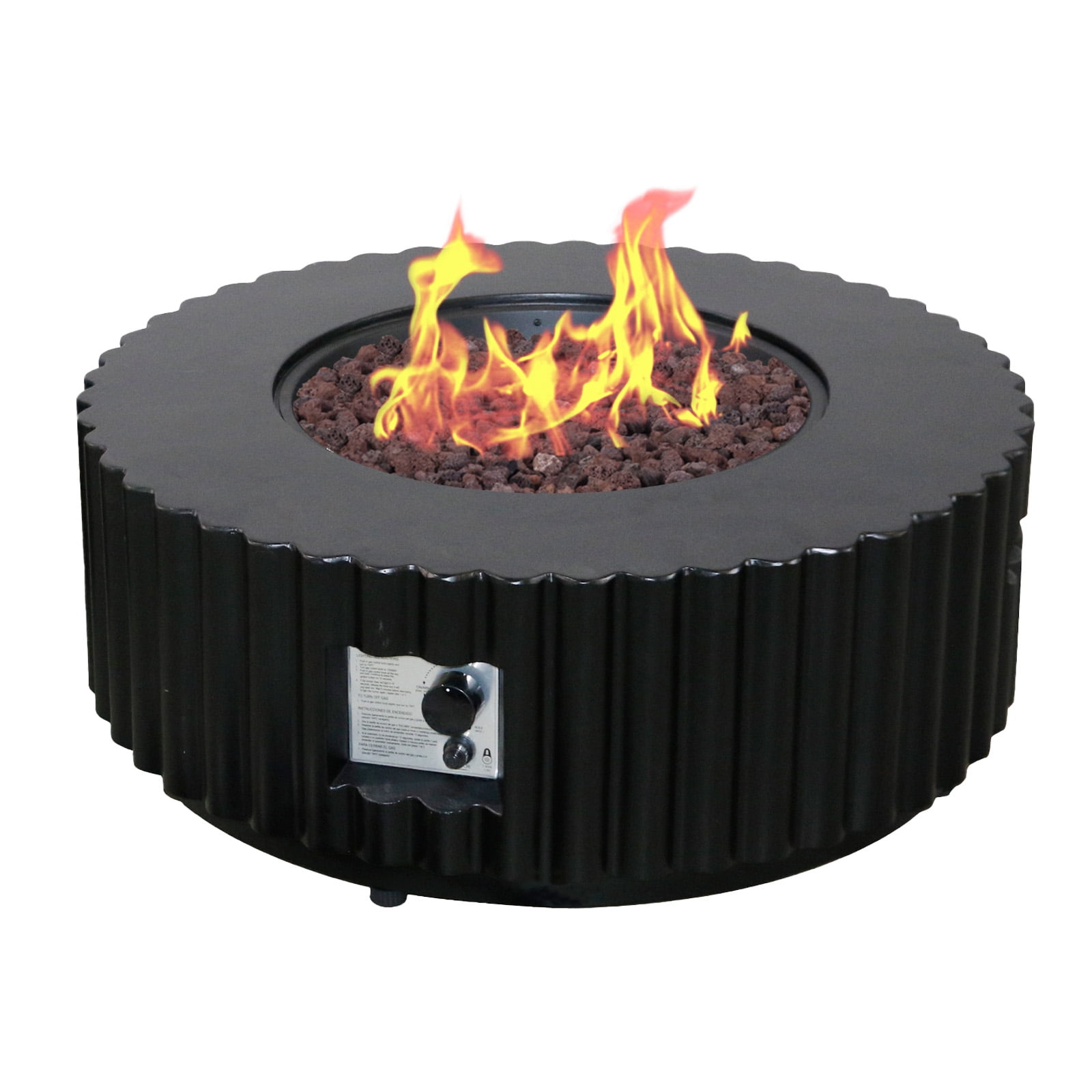 Afterglow Firepits All Terrafab External Gas Tank for Outdoor Use Round 50000Btu, Black
