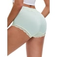 thumbnail image 2 of DARING DIVA Women's High Waisted Lace Trim Briefs Full Coverage Panties L Dark Green, 2 of 6