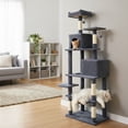 thumbnail image 3 of Costway 70" Cat Tree for Indoor Cats with Padded Top Perch, Dual Condos, Hammock, Platforms Dark Gray, 3 of 10