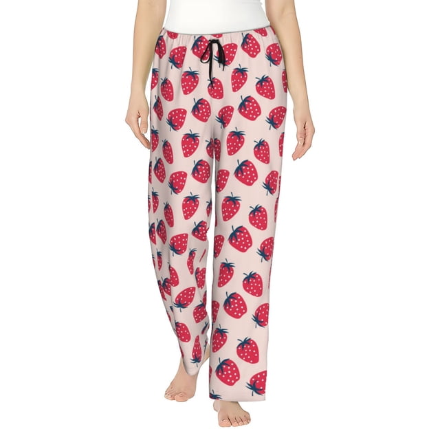 Balery Strawberry Pantalones de pijama para mujer, pijamas ultraligeros, pantalones de estar por casa-XX-Large