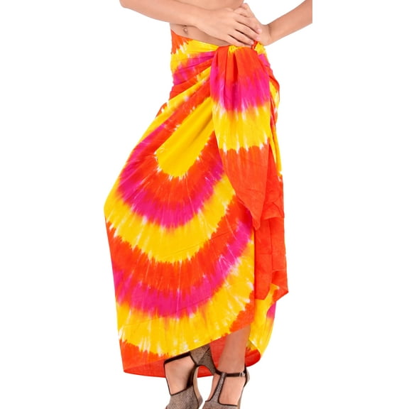 HAPPY BAY Women's Beachwear Summer Beach Wrap Bikini Wraps Sarong Skirt Bathing suit Swimsuit Swim Cover ups for Swimwear Coverups Women One Size Tangerine, Tie Dye