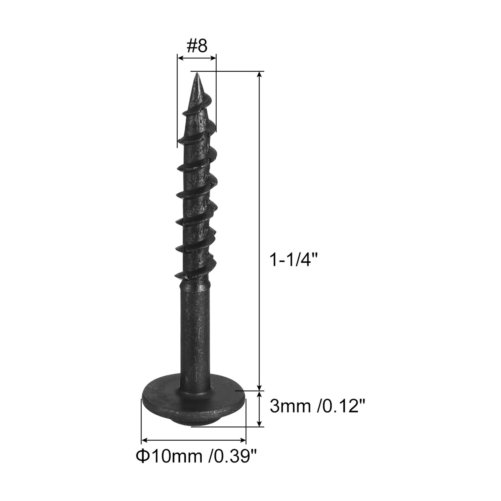 Uxcell #8 x 1-1/4" Round Washer Head Screws - 100pcs - Torx/Star Wood Screws, Black